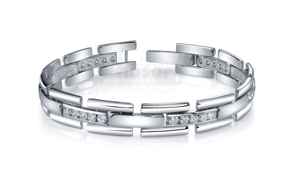 14Kt White Gold Diamond Bracelet with Links