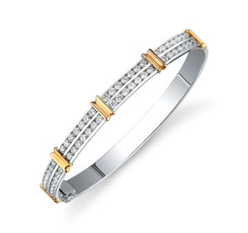 14Kt White and Yellow Gold Comtemporary Diamond Bangle Bracelet