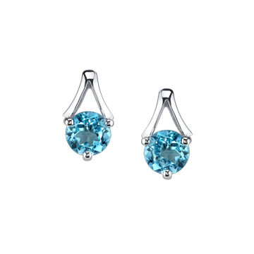 14Kt White Gold Classic Accent Blue Topaz Stud Earrings