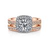 14Kt White and Rose Gold Unique Vintage Halo Diamond Engagement Ring