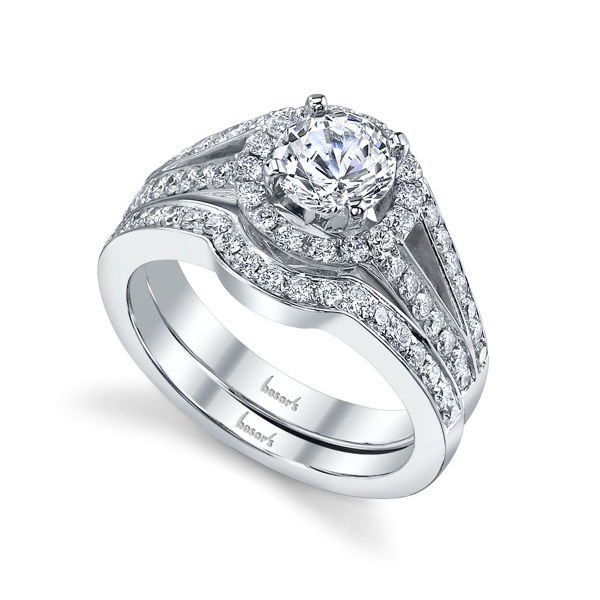 14Kt White Gold Curved Prong Set Diamond Engagement Ring