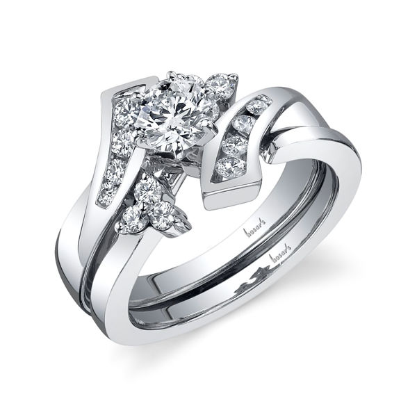 14Kt White Gold Bypass Channel Set Diamond Engagement Ring