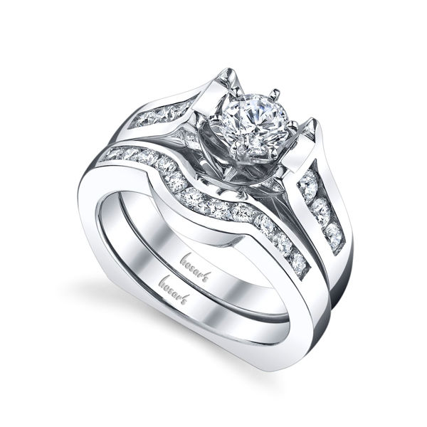 14Kt White Gold Cathedral Diamond Engagement Ring