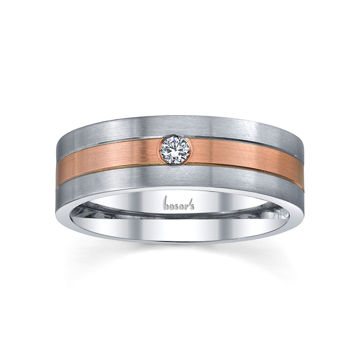14Kt White and Rose Gold Men's Diamond Wedding Ring