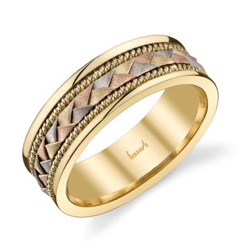 14Kt White, Yellow and Rose Gold Braided Men’s Wedding Band