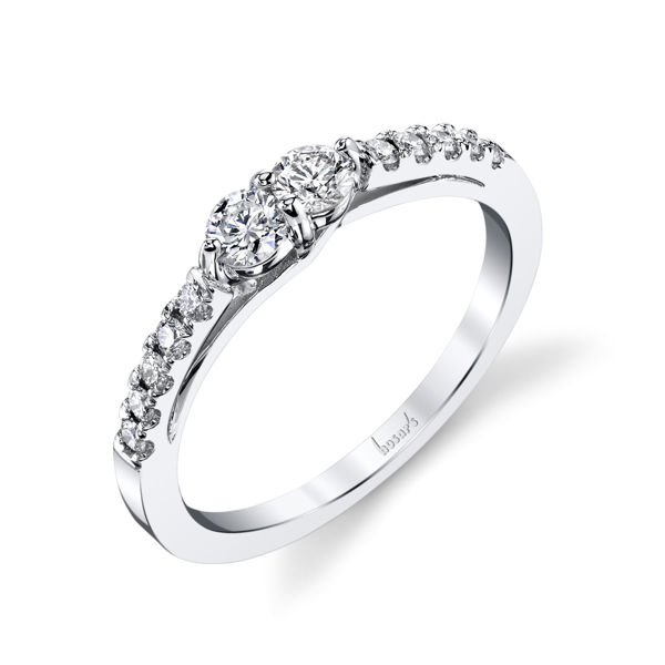 14Kt White Gold Cathedral Two-Stone Diamond Ring
