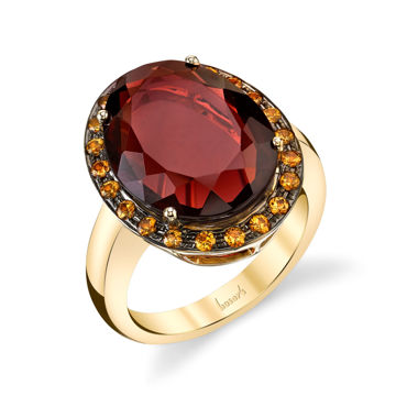 14Kt Yellow Gold One of a Kind Slab Cut Pyrope Garnet and Yellow Sapphire Ring