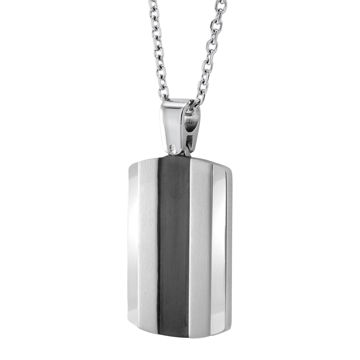 Italgem Black Stainless Ion Plated Dog Tag Pendant with Box Chain