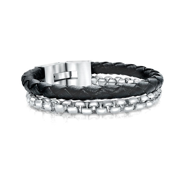 Italgem Men’s Bracelet with Stainless Steel and Leather