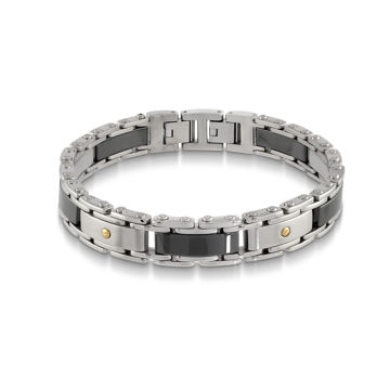 Italgem Men’s Stainless Ion Plated Bracelet with Black Accents