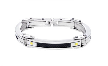 Italgem Men’s Stainless Steel Bracelet with Black Carbon Fiber