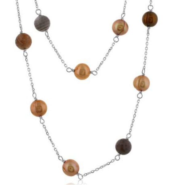 Tin Cup style necklace with Chocolate Freshwater Potato Pearls