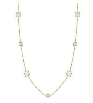 Square Mother of Pearl Station Necklace