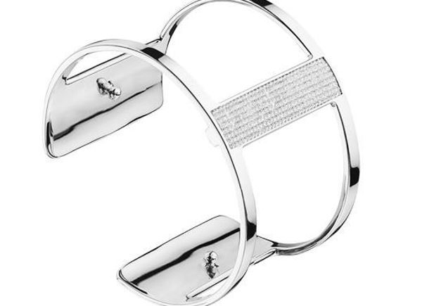 40mm Barrette Cuff Bracelet in Silver with Cubic Zirconia