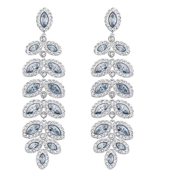 Baron - Leaf shaped light blue crystal earrings
