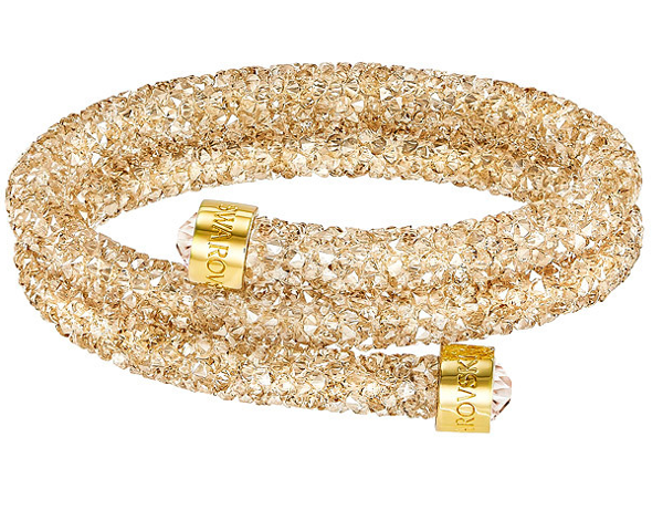 CRYSTALDUST DOUBLE BANGLE, GOLDEN, GOLD PLATING