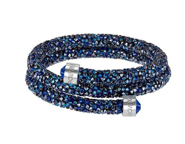 CRYSTALDUST DOUBLE BANGLE, BLUE, STAINLESS STEEL