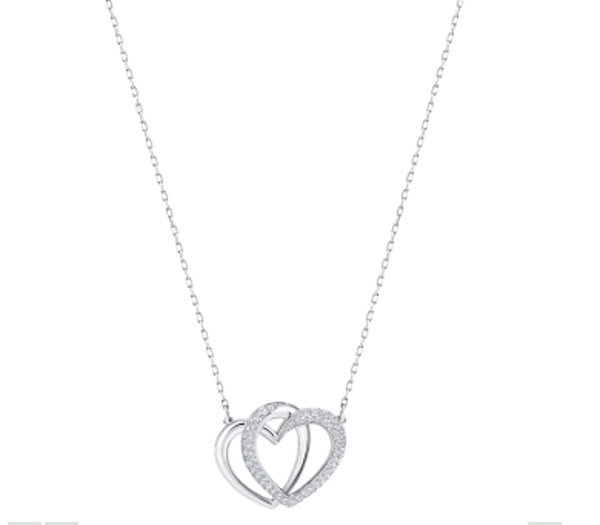 DEAR NECKLACE, MEDIUM, WHITE, RHODIUM PLATING