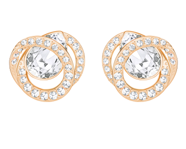 GENERATION PIERCED EARRINGS, WHITE, ROSE GOLD PLATING