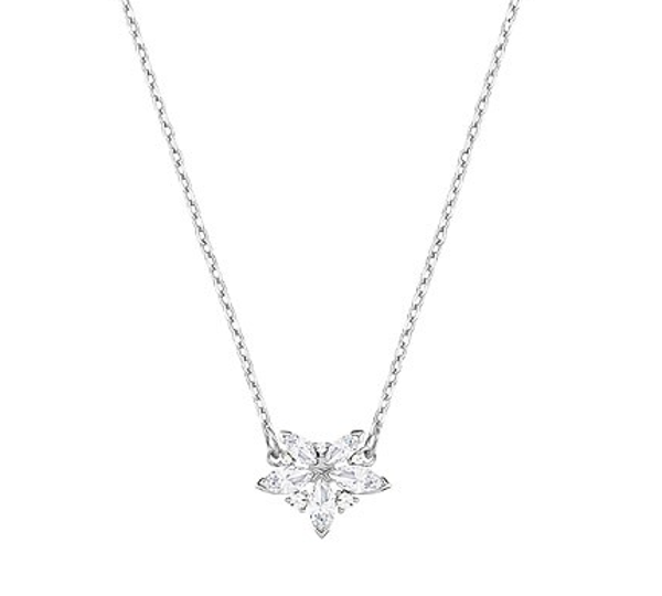 LADY NECKLACE, WHITE, RHODIUM PLATING