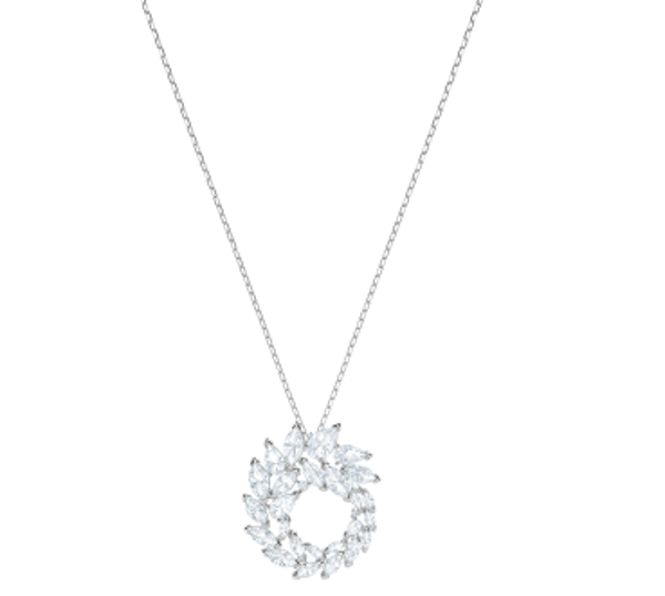 LOUISON PENDANT, WHITE, RHODIUM PLATING