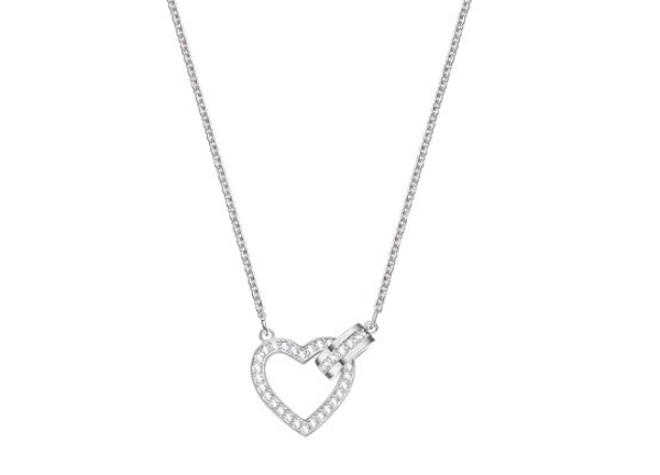 LOVELY NECKLACE, WHITE, RHODIUM PLATING