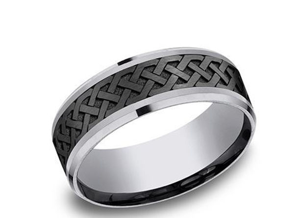 8mm Grey Tantalum and Black Titanium Band with a Celtic Knot Pattern