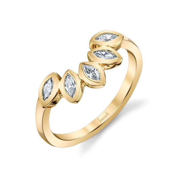 14Kt Yellow Gold Curved Band with Marquise Diamonds