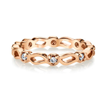 14Kt Rose Gold Wave Pattern Stackable Diamond Band