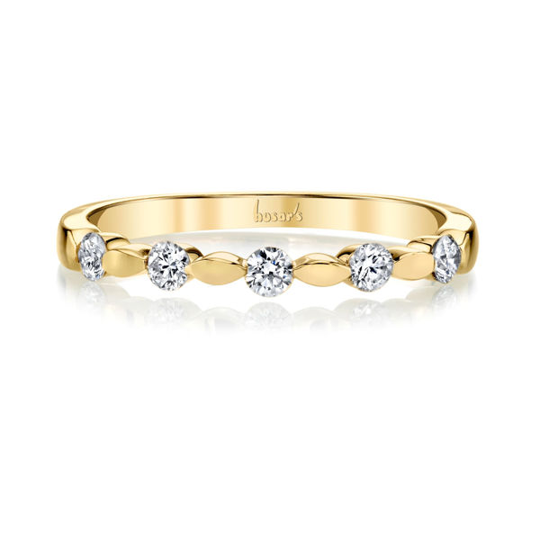 14Kt Yellow Gold Stackable Marquise and Dot Diamond Band