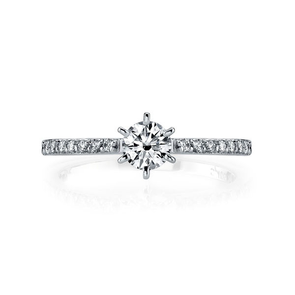 14Kt White Gold Narrow Diamond Engagement Ring