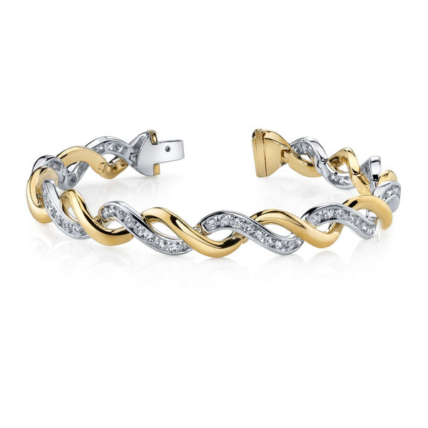 14Kt Yellow and White Gold Twisted Diamond Bracelet.