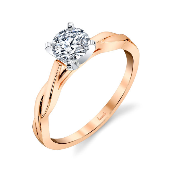 14Kt Rose Gold Twisted Solitiare Engagement Ring