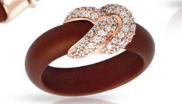 Sterling Silver Ariadne Brown Italian Rubber Ring.