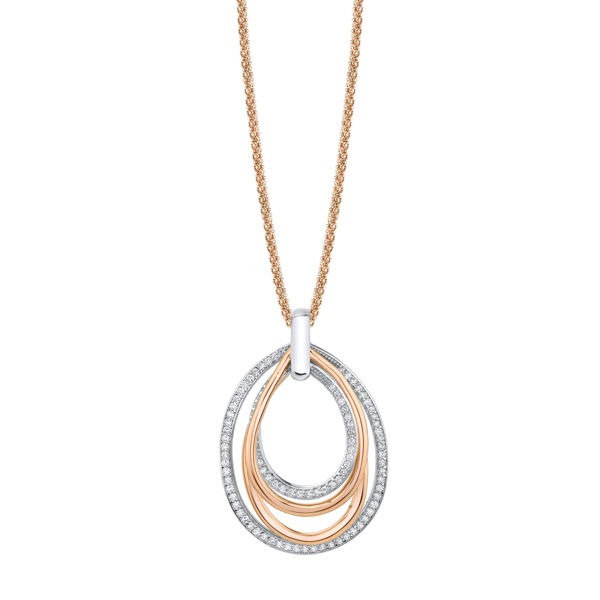 14kt Rose and White Gold Diamond Layered Loop Pendant