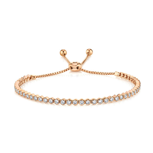 14kt Rose Gold Diamond Hexagon Bolo Bracelet