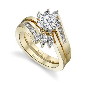 14kt Yellow Gold Marquise and Round Diamond Engagement Ring
