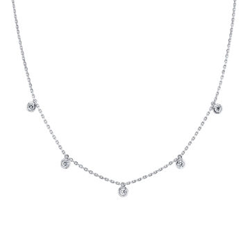 14kt White Gold Cleopatra Bezel Set Diamond Necklace