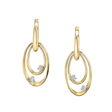 14kt Yellow Gold Double Oval Diamond Drop Earrings