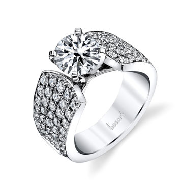 14kt White Gold Wide Pave Set Diamond Engagement Ring