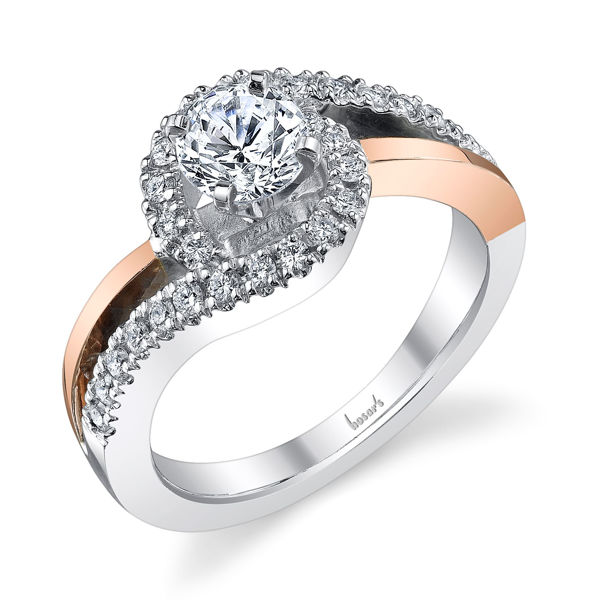 14kt White and Rose Gold Twisting Diamond Engagement Ring
