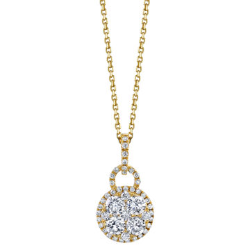 18kt Yellow Gold Diamond Cluster Necklace
