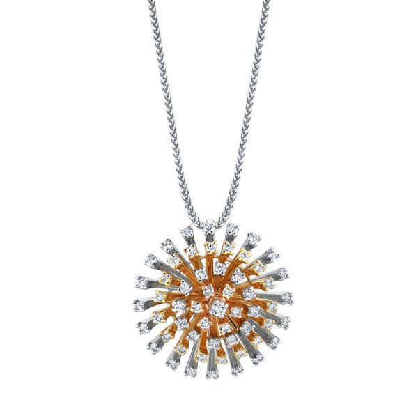 14kt White, Yellow, and Rose Gold Firework Pendant