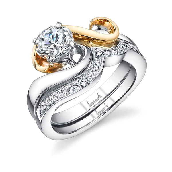 14kt White and Yellow Gold Swoop and Swirl Engagement Ring