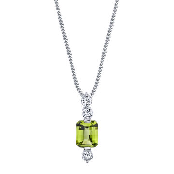 14kt White Gold Emerald Peridot and Diamond Pendant