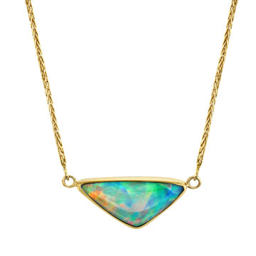 14kt/22kt Yellow Gold Bezel Set Triangular Ethiopian Opal Necklace