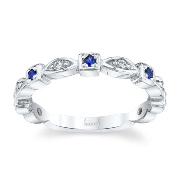 14kt White Gold Natural Sapphire and Diamond Stackable Band