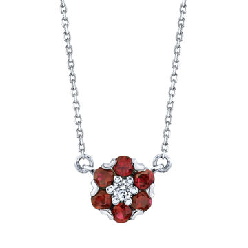 14kt White Gold Floral Inspired Natural Ruby and Diamond Necklace