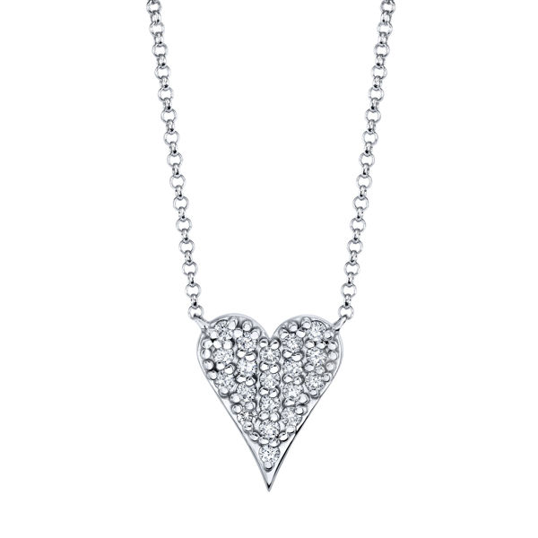 14kt White Gold Pave Set Diamond Heart Necklace