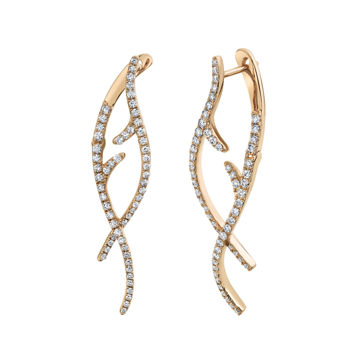 14kt Rose Gold Weaving Diamond Vine Earrings